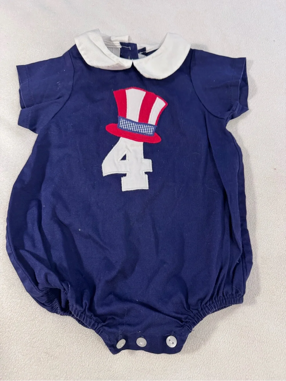 Vintage Betti Terrell by Johnston Boys 6M Patriotic Red White Blue Bubble Romper
